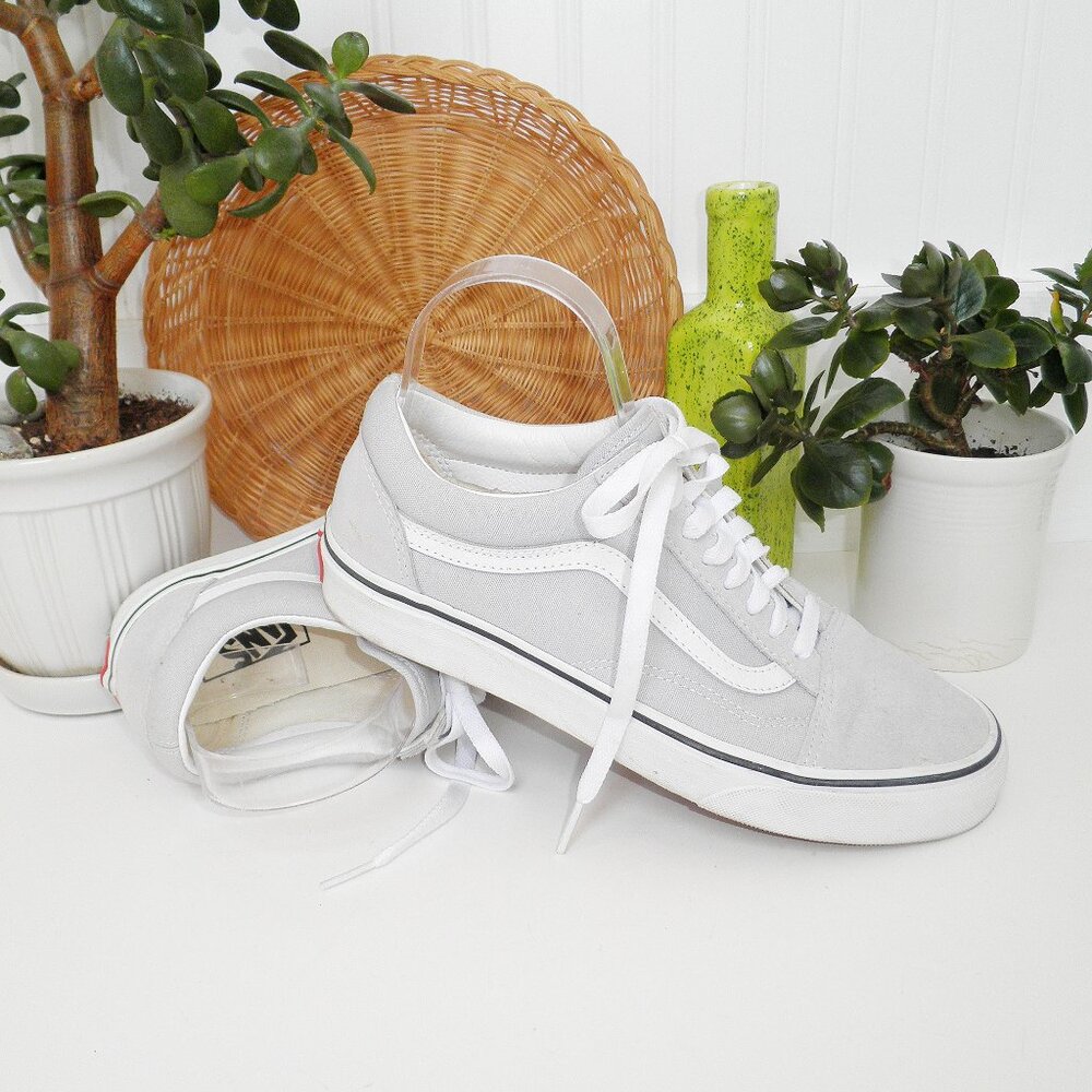 Cute Dove Gray Minimal VANS Old Skool Skate Sneakers Size M7 W8.5